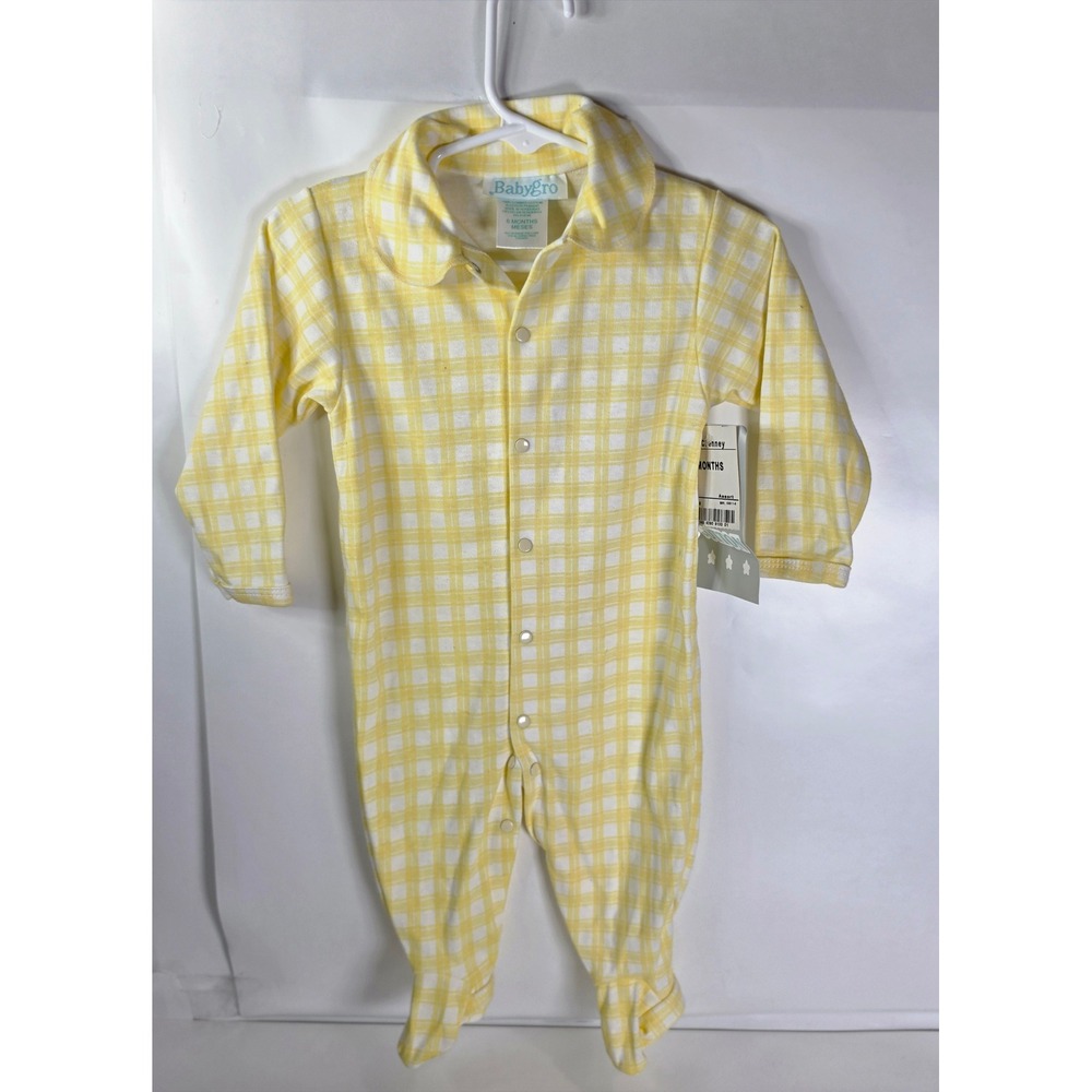 Vintage Babygro Yellow Plaid Footed Romper Sleep Play 6M JCPenney NWT
